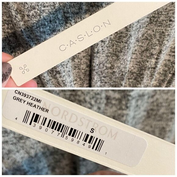 Caslon Cozy Tie Waist Peplum Knit Top in Grey Heather Casual Cozy Women's Size S - Picture 6 of 9